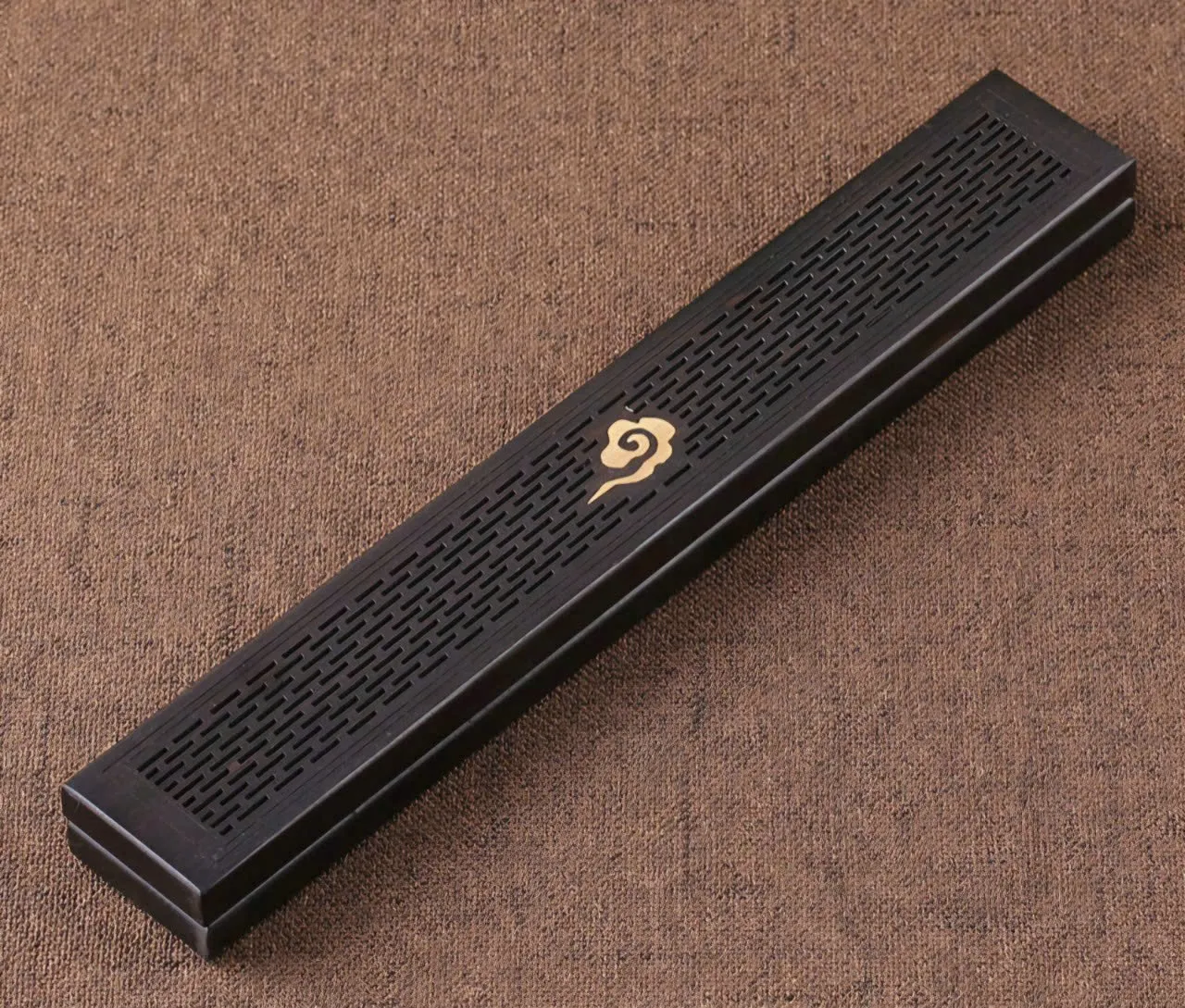 Premium Ebony Wood Agarwood Incense Burner Box – Stickless Oud Incense Box (23.5 cm)